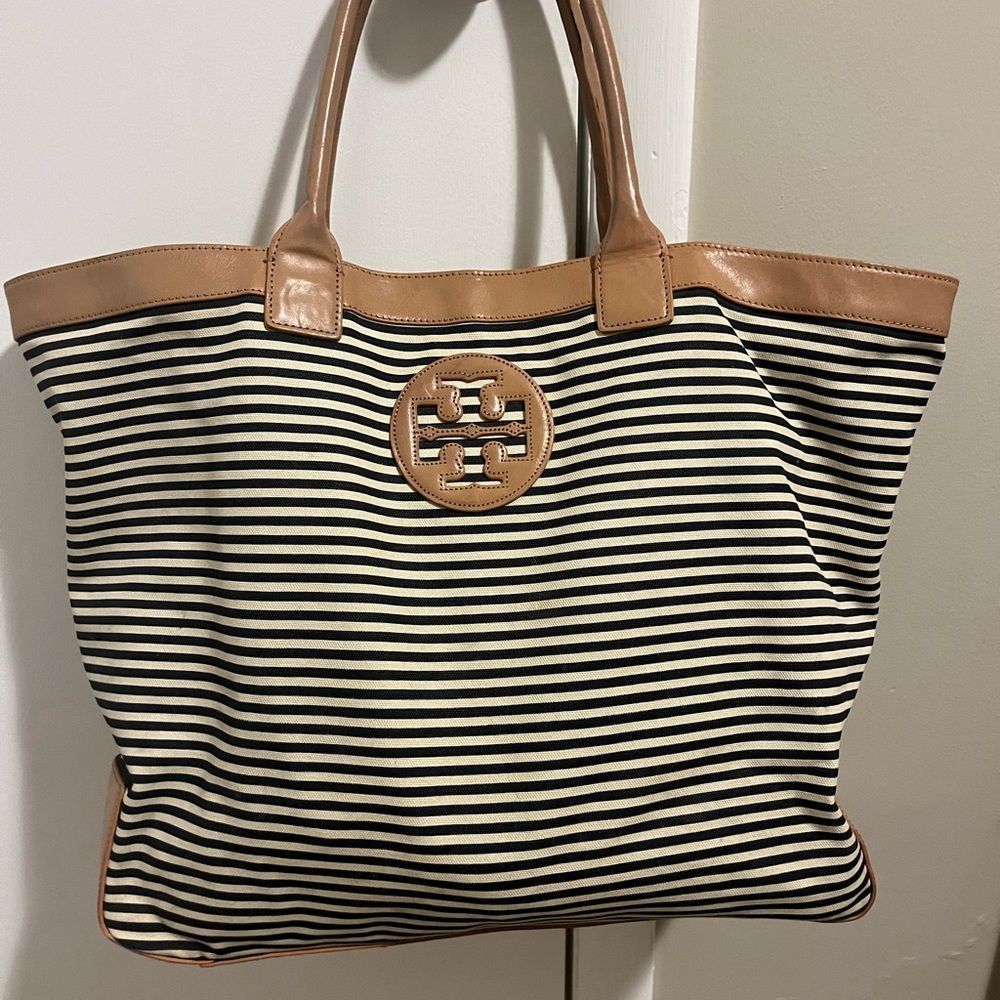 Tory Burch Navy and Ivory striped tote - good condition! - Picture 2 of 9